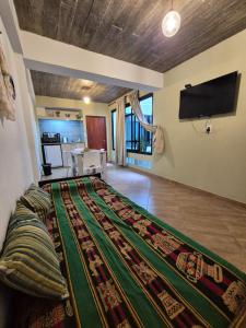 a large bed in a room with a large rug at Pleno centro con cochera in San Salvador de Jujuy