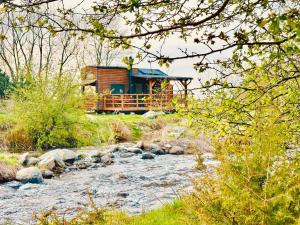 DejaniTiny Home的河边树林中的小屋