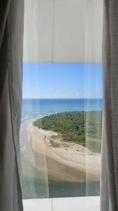 a view of a beach from an airplane window at Luxury Paiva Flat in Recife