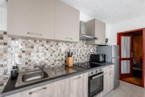 a kitchen with a sink and a stove top oven at Apartments Papic in Vrsi