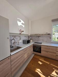 Kuchyň nebo kuchyňský kout v ubytování Peaceful 2bd apartment near Sveti Stefana