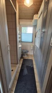 a small bathroom with a toilet and a window at Ferienhaus 265 am Zeulenrodaer Meer in Zadelsdorf +15 photos