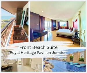 a collage of three pictures of a hotel room at Royal Heritage Pavilion, Jomtien in Jomtien Beach