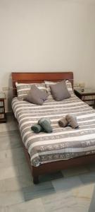 a large bed with two pillows at Apartamento Danubio in El Puerto de Santa María