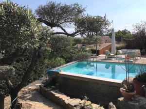 a swimming pool in a yard with trees at Maison Studio près de Montpellier in Teyran
