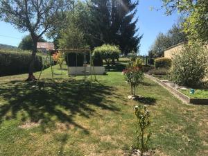 a yard with a swing in the grass at La maison des trois frontières in Wolschwiller
