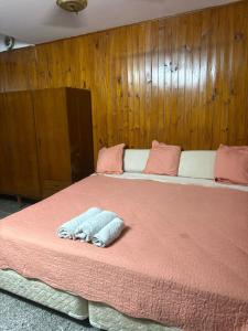 a large bed with a pink blanket and pink pillows at La Magallanes in Santiago del Estero +6 photos