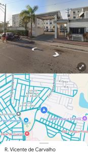 坎普斯戈伊塔卡济斯Apto Plaza Shopping的停车场地图,有一座建筑