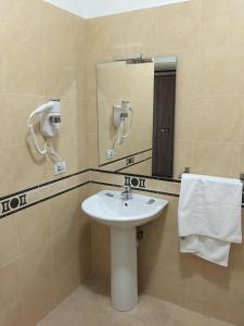 Koupelna v ubytování Herges Hotel