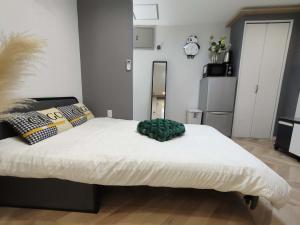 東京にある11全新装修 2室1厅1浴室1卫生间 设施齐全 最大6人 2 rooms 1dining room 2bathrooms 2toilets Max 6P 免费无线网络のベッドルーム1室(緑の枕が付いたベッド1台付)