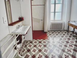 a bathroom with a sink and a mirror at Relais Golf et Champagne in Villers-Agron-Aiguizy +23 photos