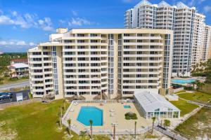 an aerial view of a large apartment building with a pool at Perdido Sun 612 in Perdido Key