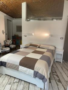 a bedroom with a large bed in a room at Casa Pappagallo in Turin