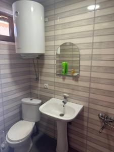 a bathroom with a toilet and a sink at Mountain house in Ushguli