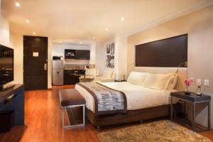 Kuchyň nebo kuchyňský kout v ubytování Hotel Jazz Apartments