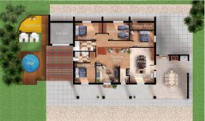 Půdorys ubytování Luxe villa for 8 - Private Pool -AC -BBQ Area - Patio - 160Mbps - Olives - Palm - vineyard
