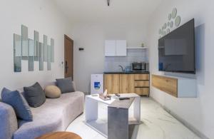 Kuchyň nebo kuchyňský kout v ubytování Hostland