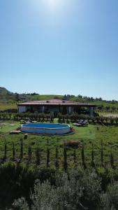 a large building with a blue pool in a field at Villa Degli Oleandri in Agrigento