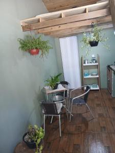 インビトゥバにあるTatiane cristinoのダイニングルーム(椅子、鉢植えのテーブル付) +5枚の写真