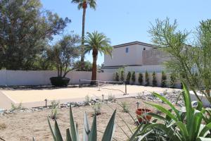 een tennisbaan in een tuin met palmbomen bij Maison 1975-Chic Luxury Retreat in Scottsdale