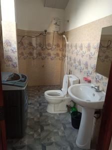 a bathroom with a toilet and a sink at Villa Surangi in Hikkaduwa