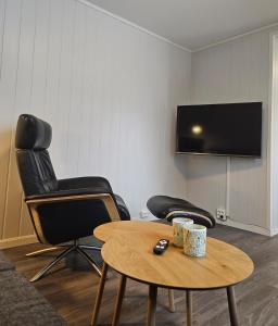 โทรทัศน์และ/หรือระบบความบันเทิงของ Downtown apartment in Kabelvåg