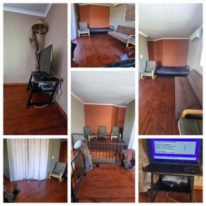 a collage of four pictures of a living room at Nerina 662 in Leeupoort