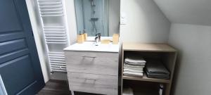 a bathroom with a sink and a mirror at nid cauchois in Betteville +22 photos