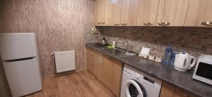 eine Küche mit einem Kühlschrank und einer Waschmaschine in der Unterkunft Tbilisi House in Tbilisi City