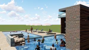 a rendering of a swimming pool with people in it at Abuesi Beach Resort in Sekondi-Takoradi