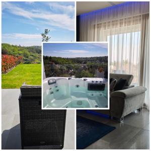 Bazén v ubytování Gamma Apartmanok és Jakuzzi nebo v jeho okolí