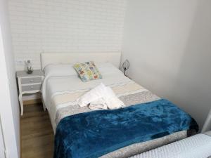 Un pat sau paturi într-o cameră la APARTAMENTO PLAYA PORTONOVo una habitación Sanxenxo