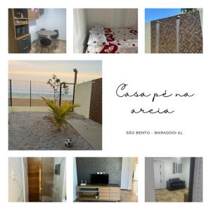 マラゴージにあるCasa pé na areiaの部屋写真と寝室写真のコラージュ