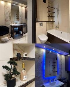 a bathroom with a sink toilet and a bath tub at Opera Apartment Centrum PKS PKP in Częstochowa +22 photos