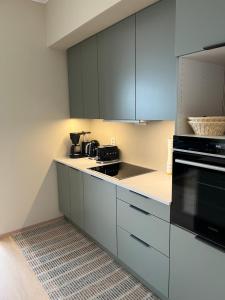 Modern Spacious Apt in Ski, 11min to Oslo的厨房或小厨房
