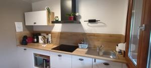 a kitchen with a sink and a counter top at Chambres d'Hôtes Arnold in Dambach-la-Ville