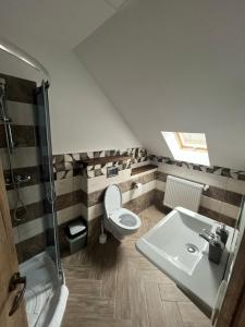 Bilik mandi di Hașca Chalet +11 gambar