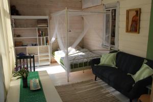 a living room with a bed and a couch at Suur-Lossi Apartments in Haapsalu