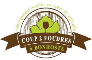 a logo for a couple founders and bonfire at Coup 2 Foudres in Saint-Jean-de-Blaignac