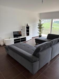 a living room with a couch and a tv at Villa Quinta Dom Reis in Batalha