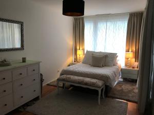 Uma cama ou camas num quarto em Modern and stylish Home in Muttenz
