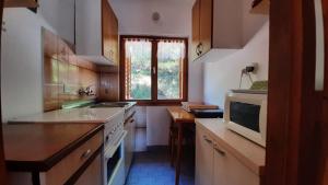 a kitchen with a sink and a microwave at Apartman Miljenko TERASEA in Murter