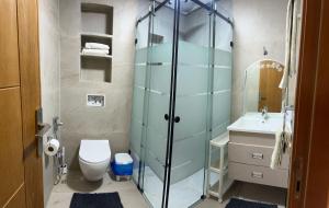 a bathroom with a shower and a toilet and a sink at apartamente á fes in Fez