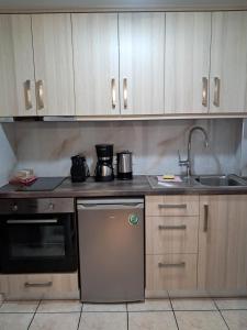 Kuchyň nebo kuchyňský kout v ubytování Corfu Studios Stavroula - San George Apartments