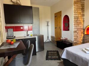 Kuchyň nebo kuchyňský kout v ubytování Aristos Apartments & Suites