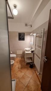bagno con lavandino, servizi igienici e lavandino di Foresteria due Galli a San Martino del Lago