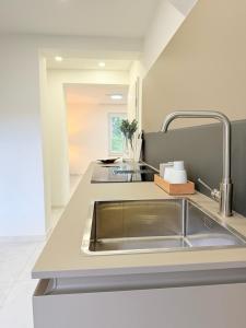 a kitchen with a sink and a counter top at Luxrem 5 Apartments Skyline in Biel