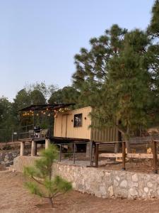 a building with a tree in front of it at Winterwald Glamping in Ferrería de Tula +25 photos