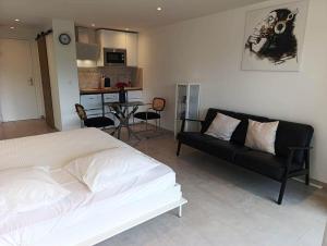 Kuchyň nebo kuchyňský kout v ubytování NOUVEAU ! Studio avec terrasse dans résidence en face de la mer - CANNES MIDI + 20 fotografií