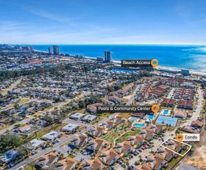 an aerial view of a city with the ocean at Chic Townhouse Steps to the Beach Outdoor Pools in Panama City Beach